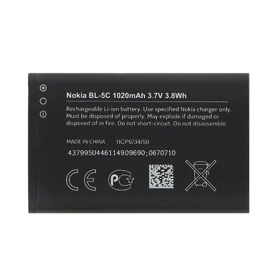 باتری گوشی موبایل نوکیا BL-5C ظرفیت 1020 میلی آمپر